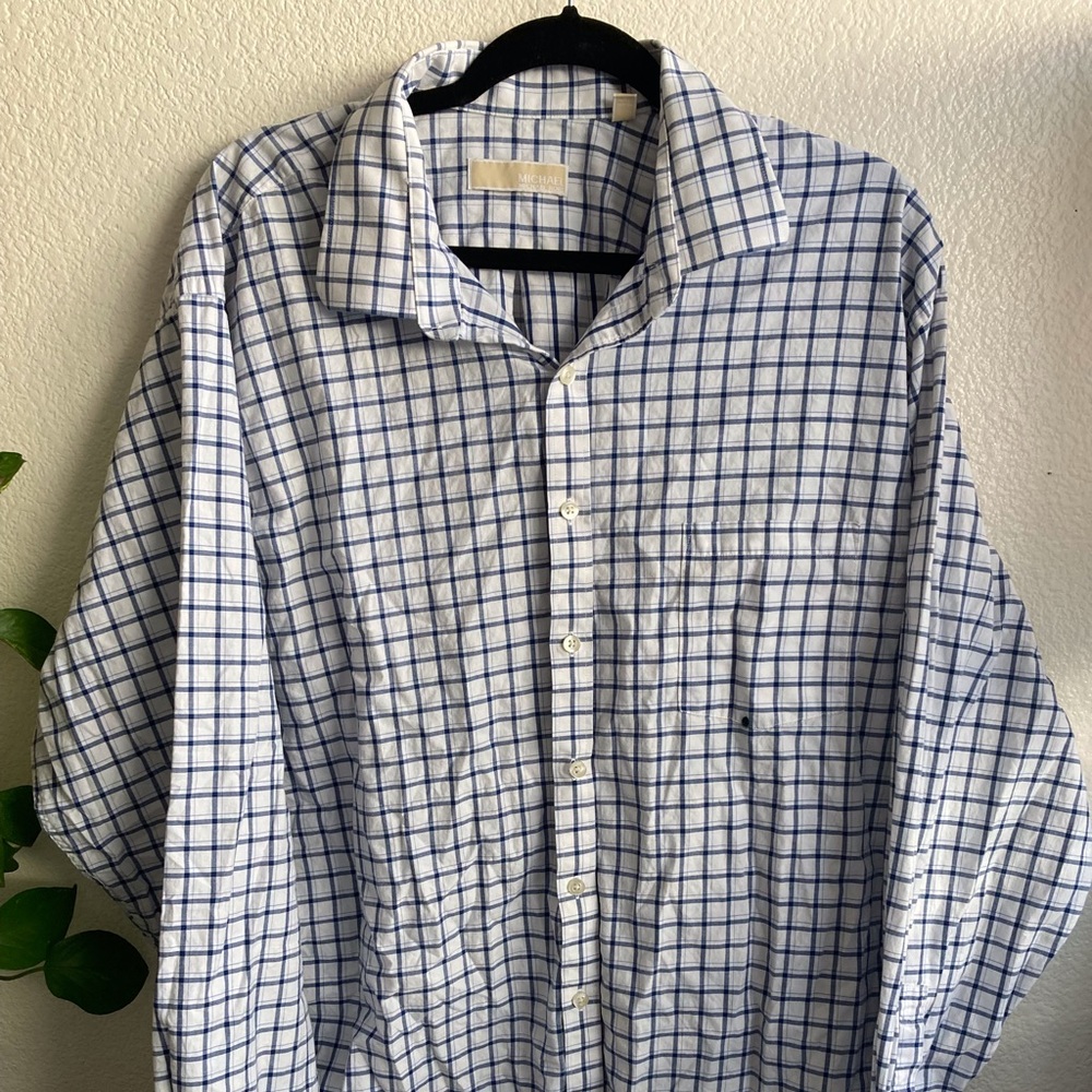 White blue stripped large Micheal Kors Polo